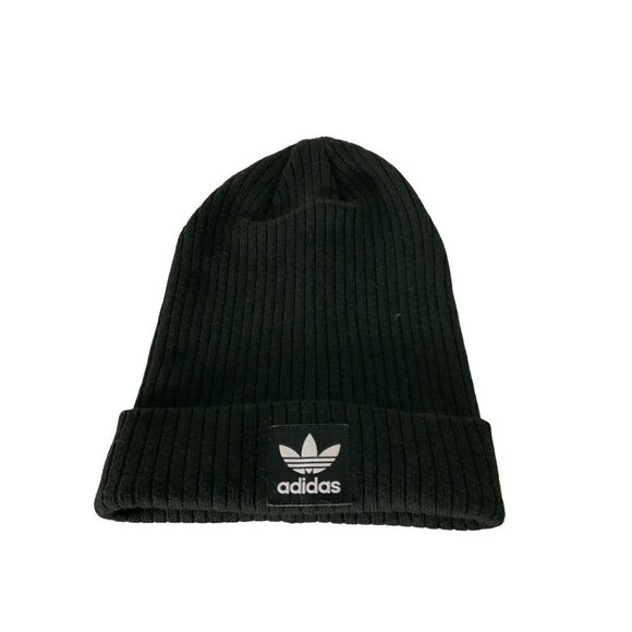 ADIDAS LADIES SOLID BLACK RIBBED PATTERN BEANIE NWOT OS - Picture 1 of 8